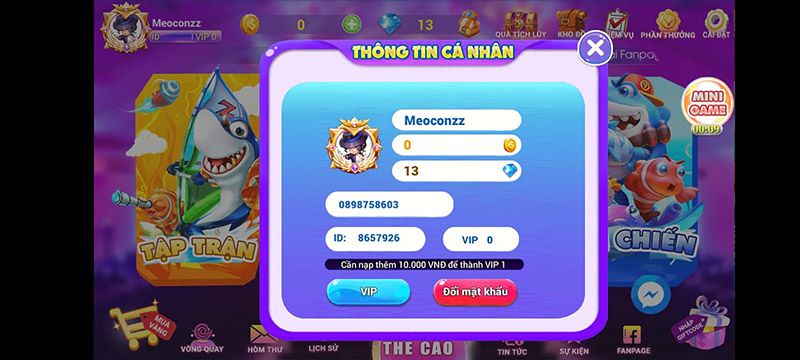 Update thông tin trong game bắn cá BCTC