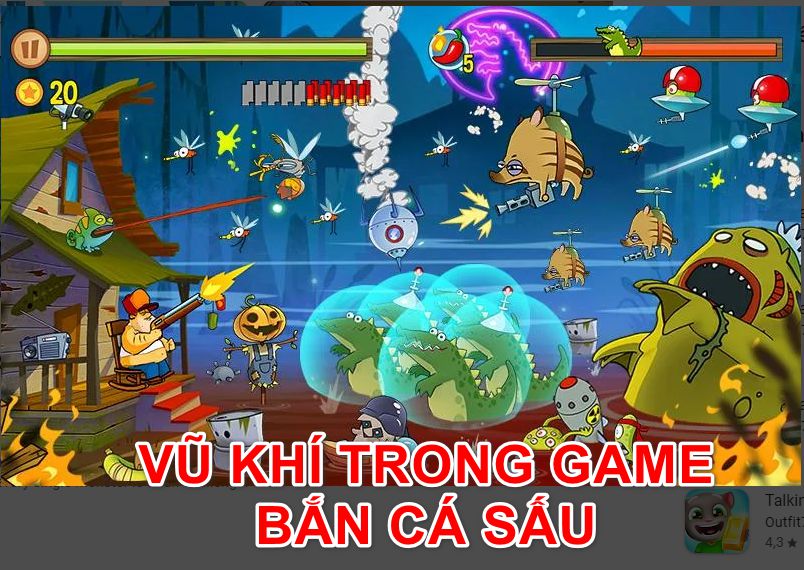 Hiệu ứng vũ khí trong game bắn cá sấu vui nhộn