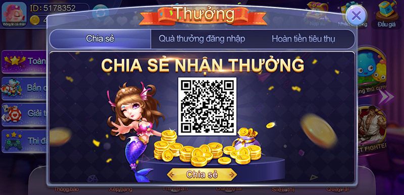 Chia sẻ để nhận những phần thưởng có giá trị với bắn cá Bingo Club